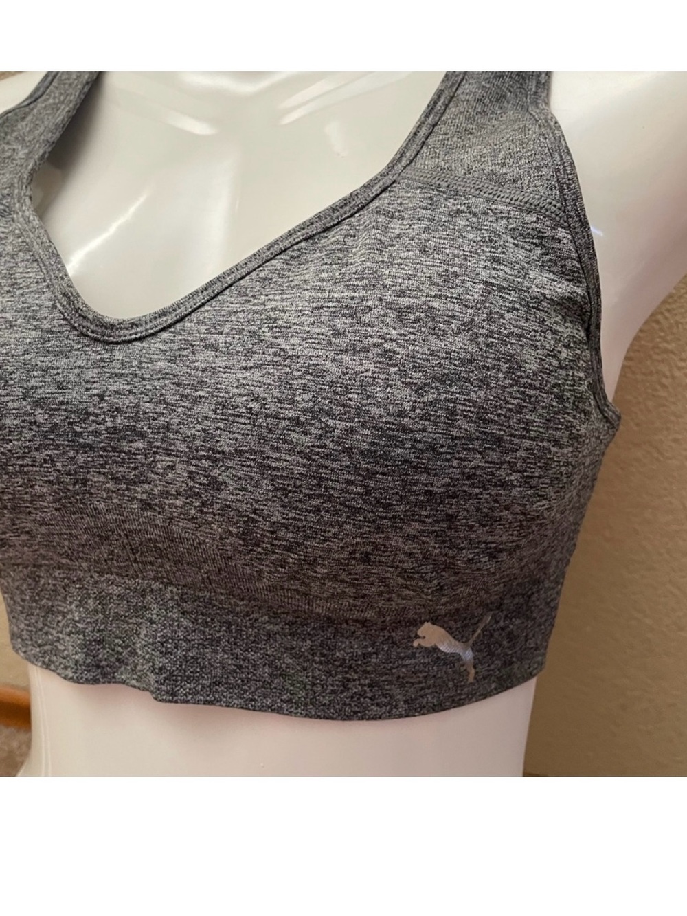 Puma Gray Heather Seamless Stretch Sports Bra